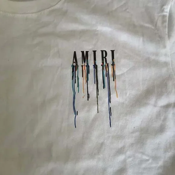 AMIRI Classic Flowing Colorful Letter Print White Short Sleeves - Picture 4 of 9